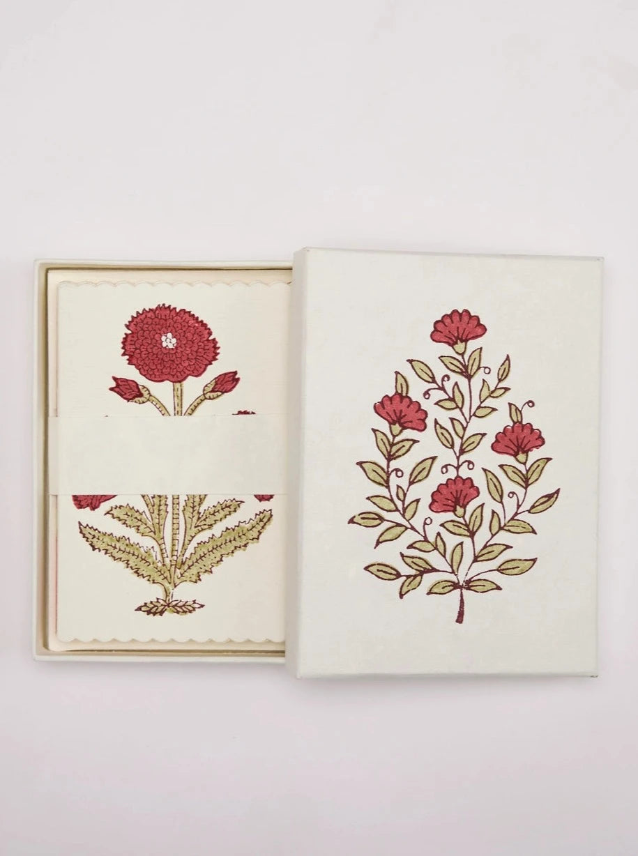 Boxed Artisan Notecard Set - Malika Scarlet