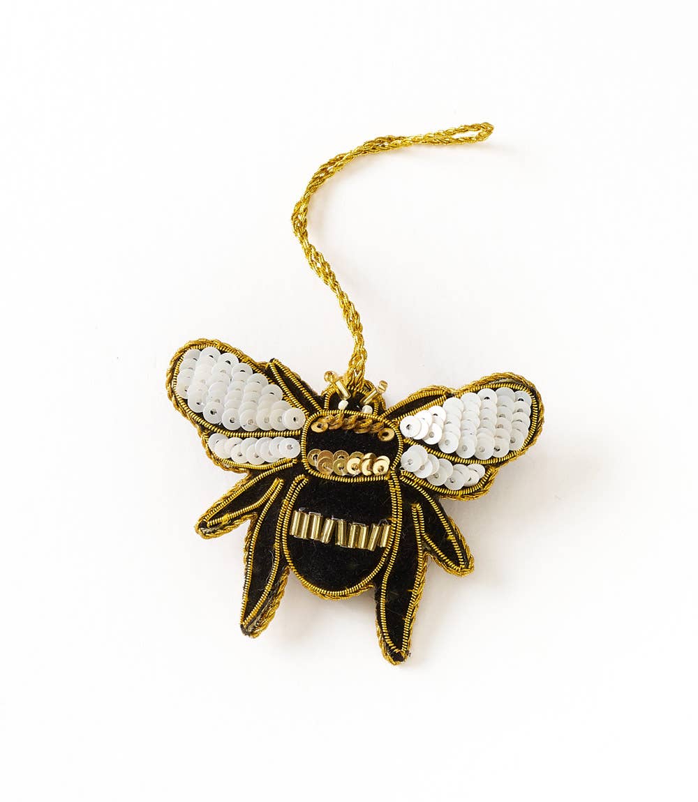 Bee Beaded Felt Ornament