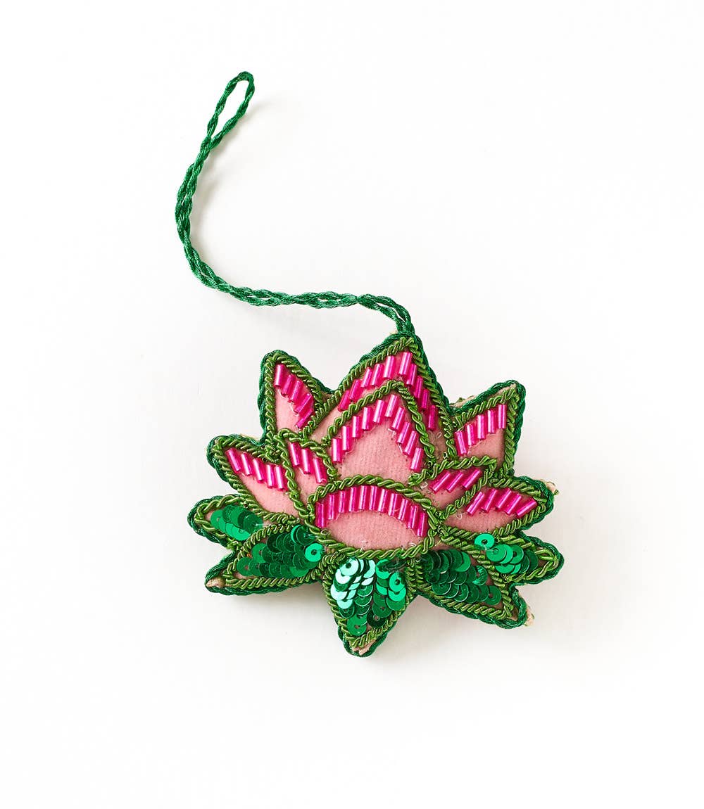 Lotus Beaded Felt Ornament