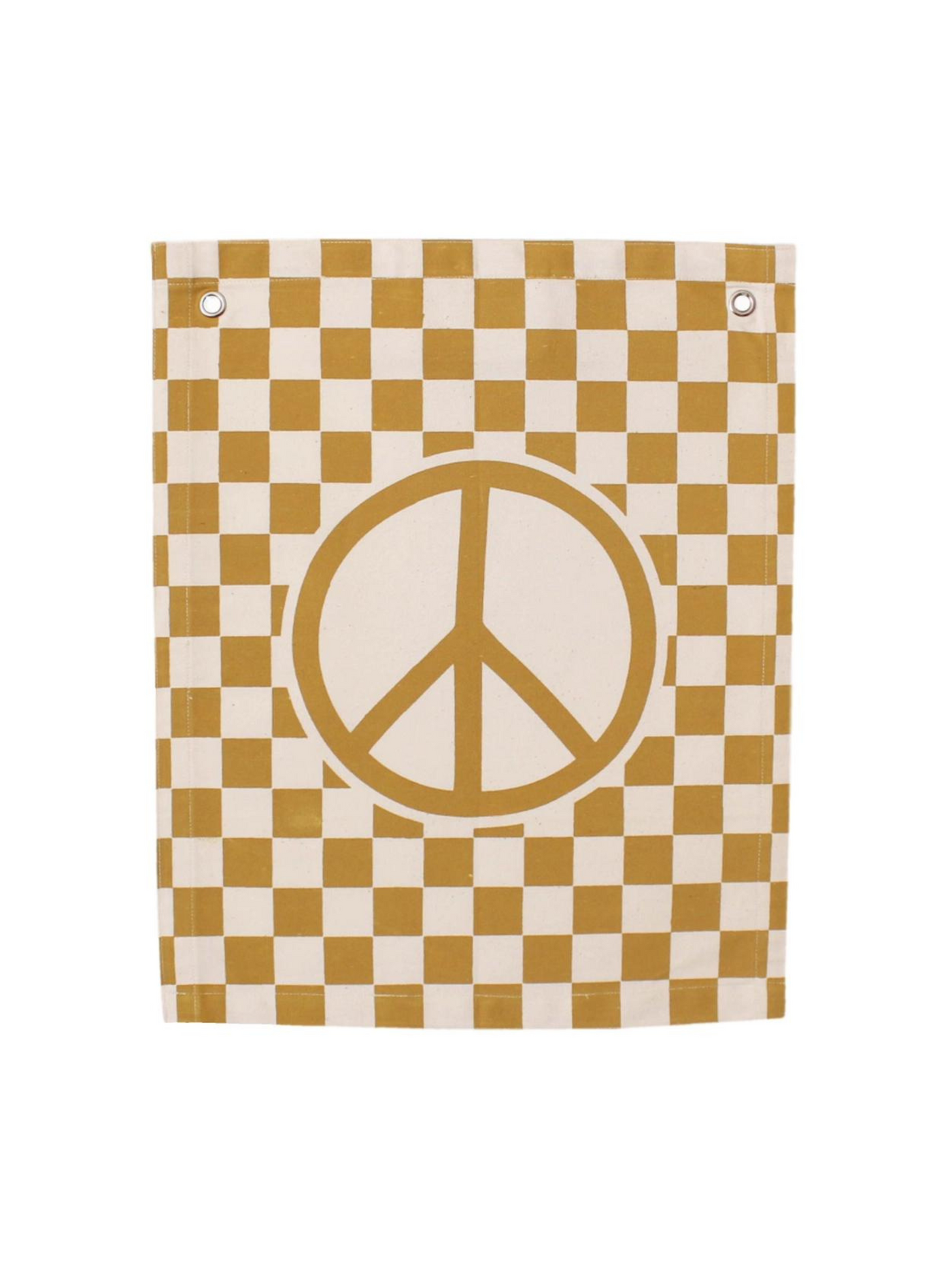 Checkered Peace Sign Canvas Banner