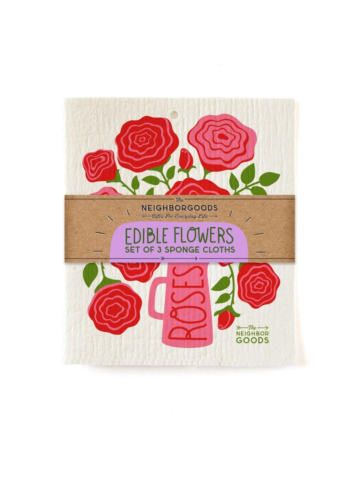 Edible Flowers Sponge Cloth - Set of 3