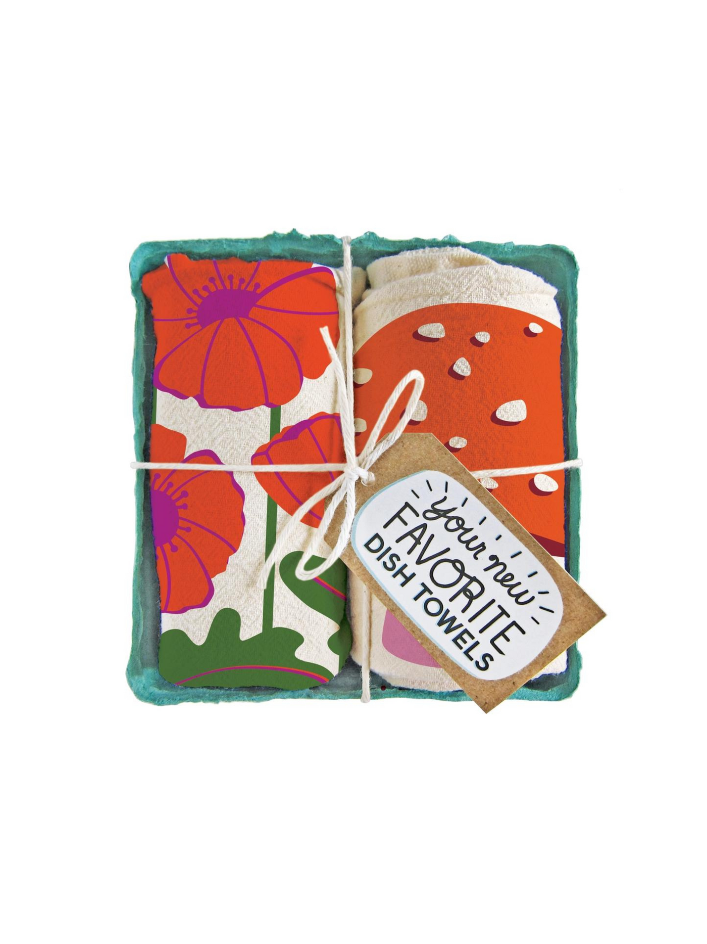 Field Day (Mushroom, Poppies) - Tea Towel Set of 2