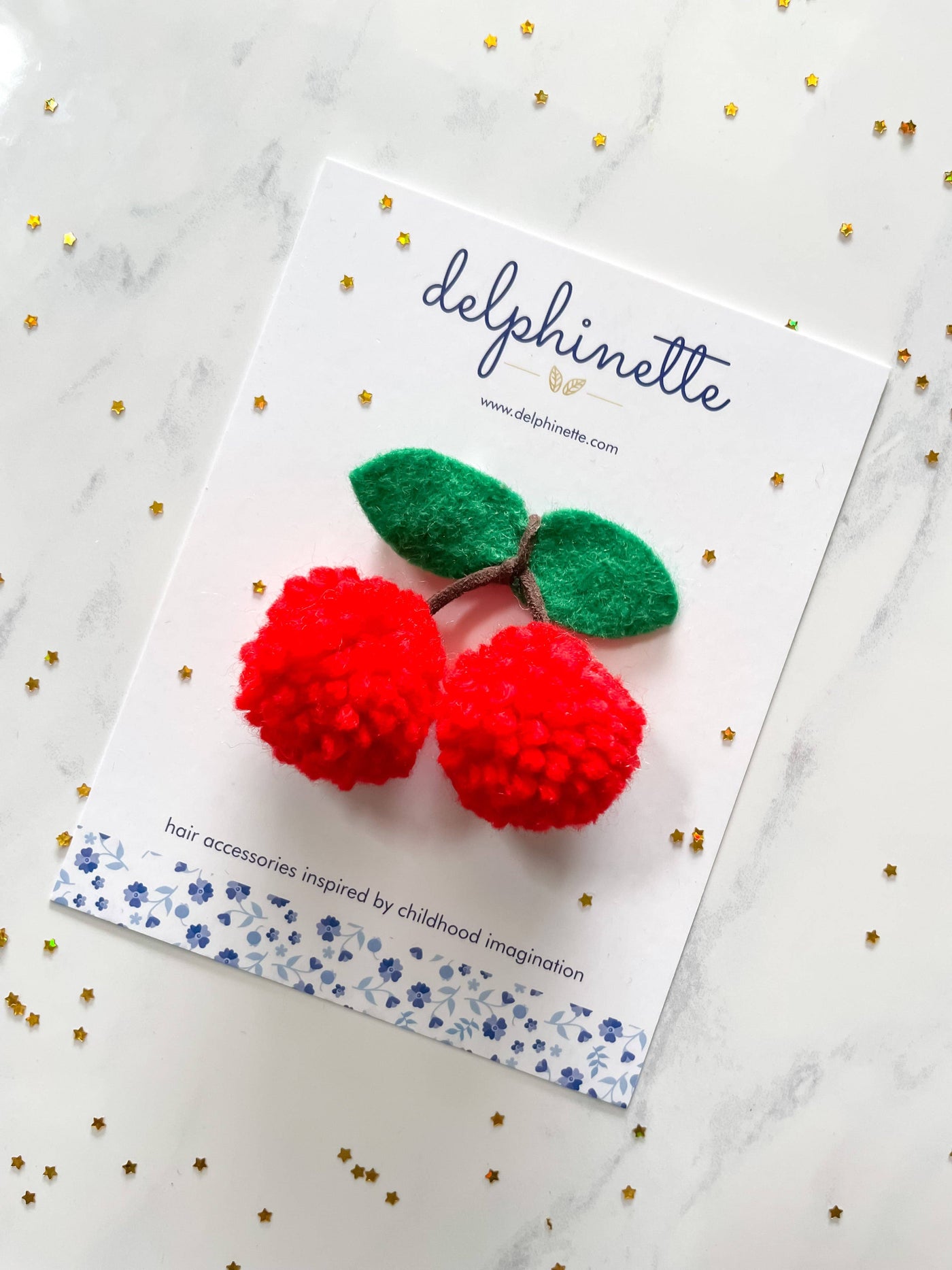 Cherry Pom Pom Hair Clip