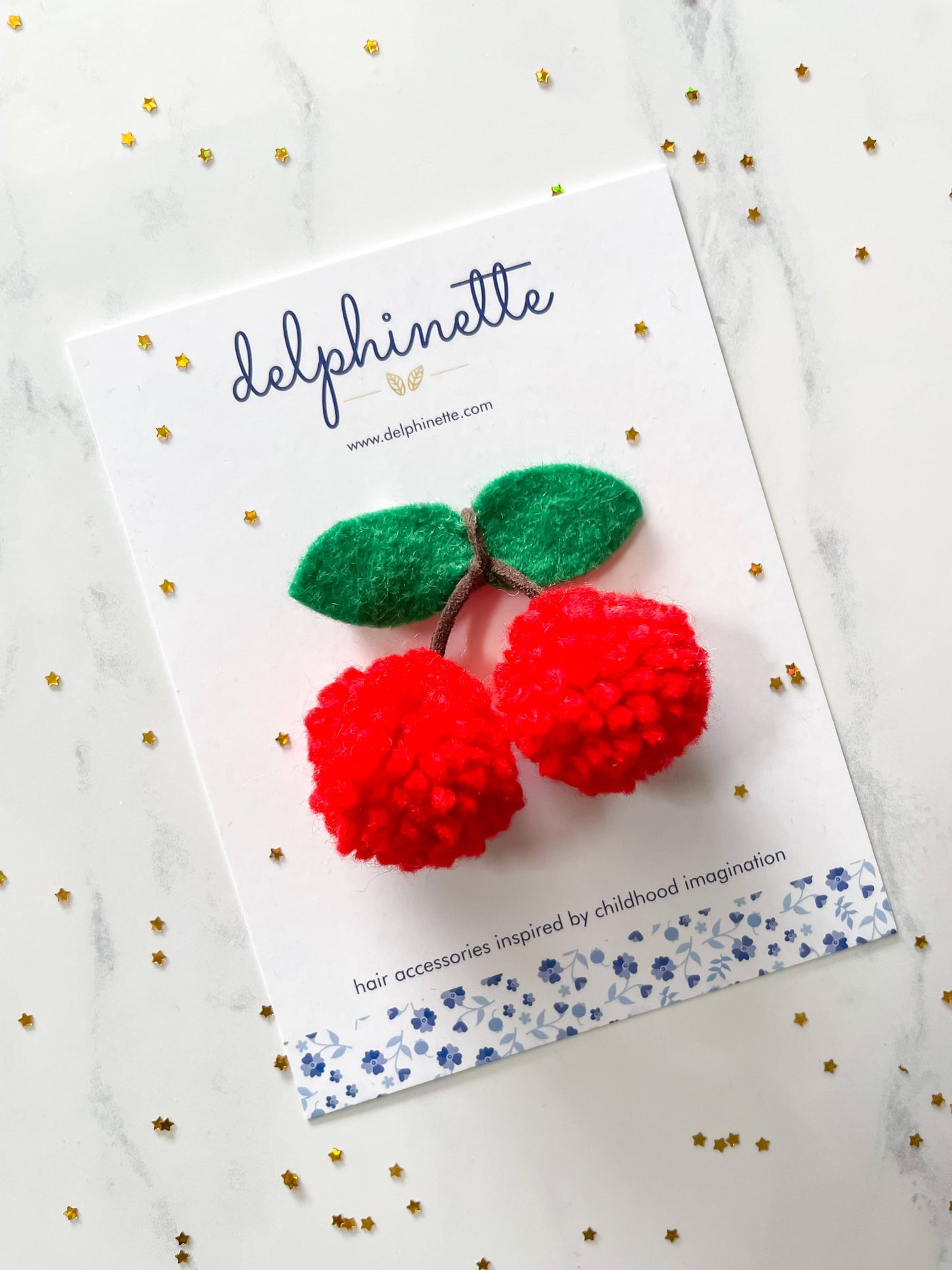 Cherry Pom Pom Hair Clip