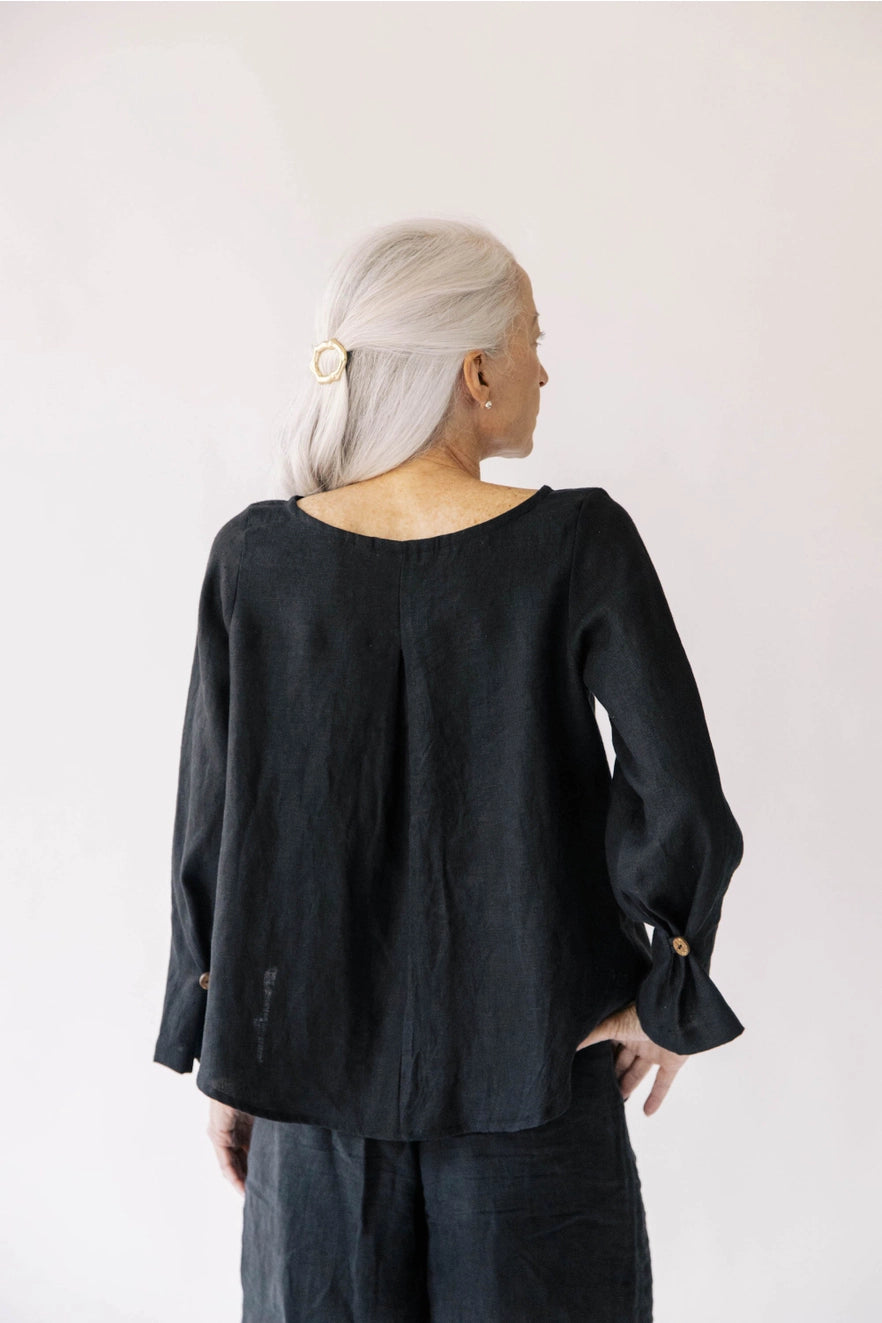 Linen Opal Top in Black