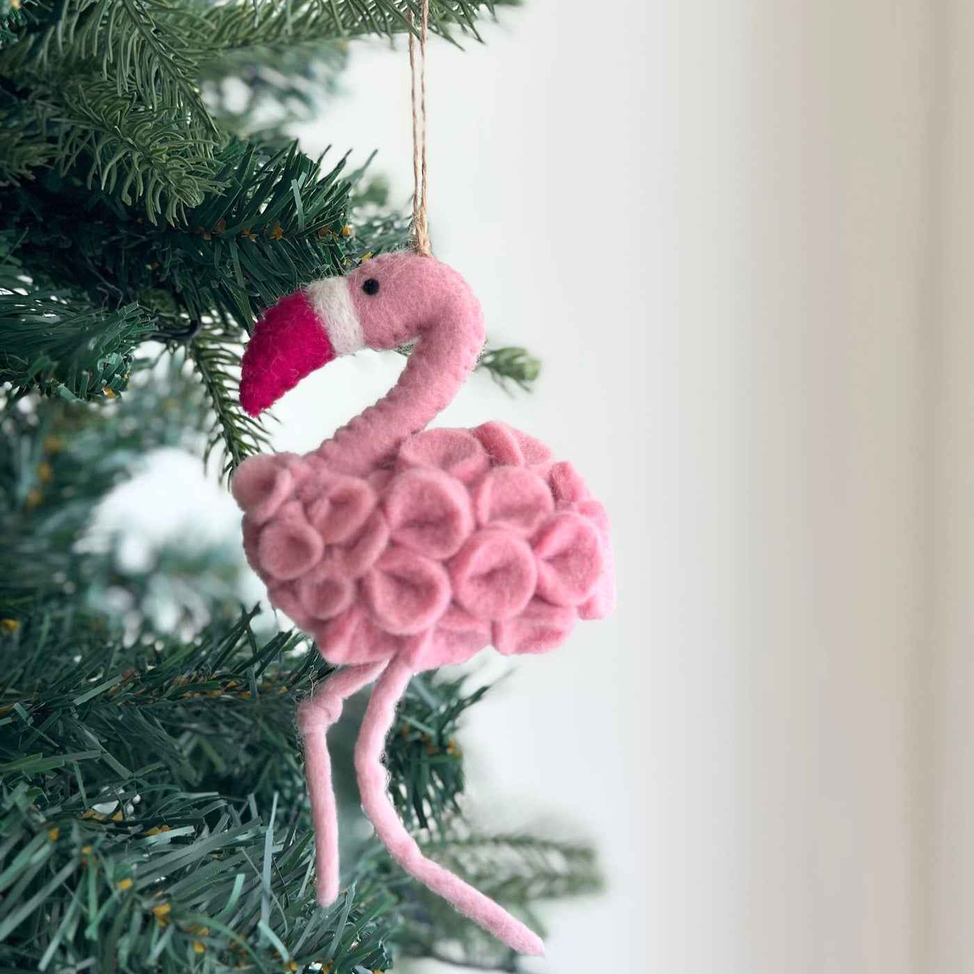 Felt Flower Flamingo Ornament