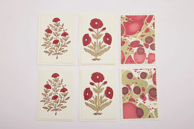 Boxed Artisan Notecard Set - Malika Scarlet