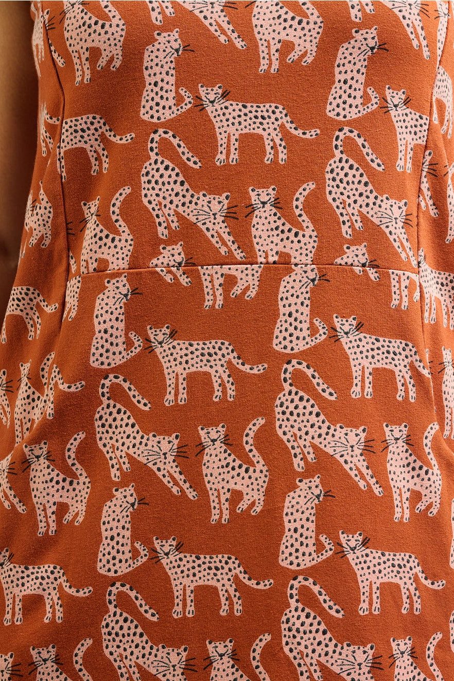 Evanston Dress - Leopard Sienna
