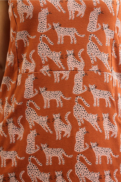 Evanston Dress - Leopard Sienna