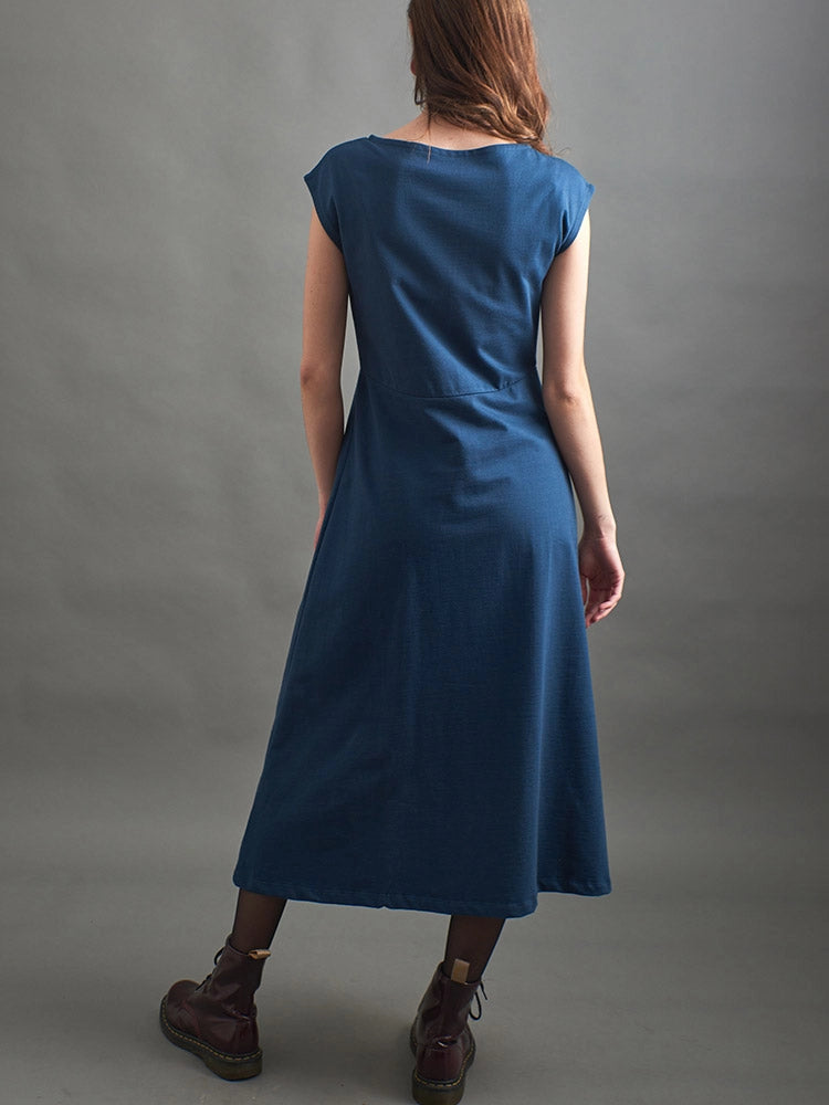 Elise Sheath Dress - Loop Knit Blue