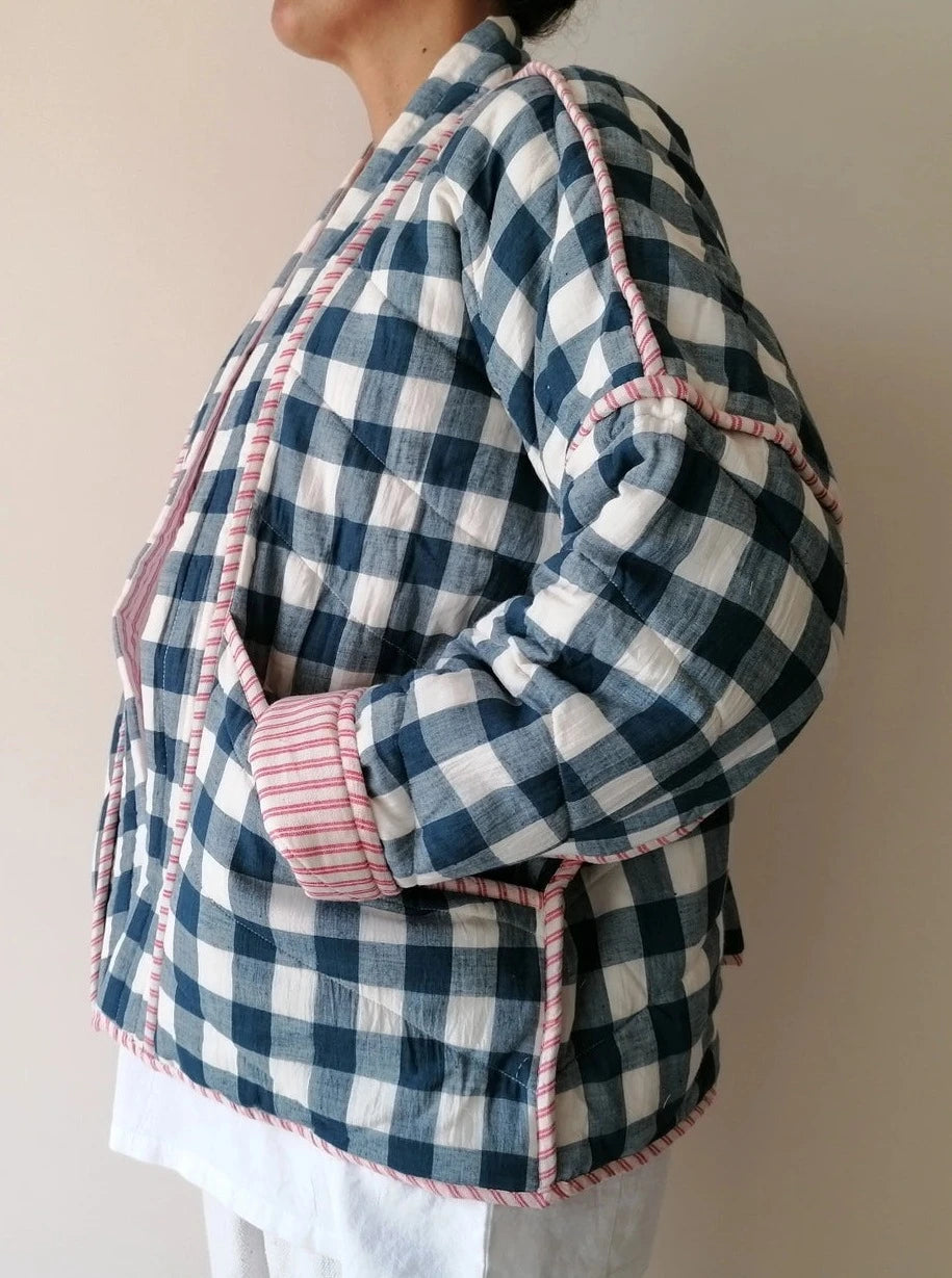 Quilted Gingham Check Jacket