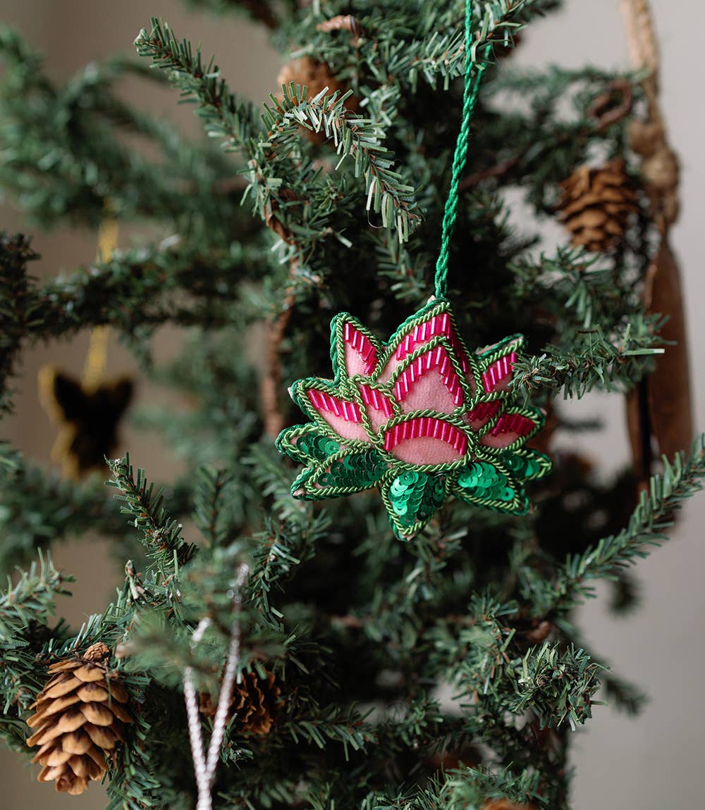 Lotus Beaded Felt Ornament