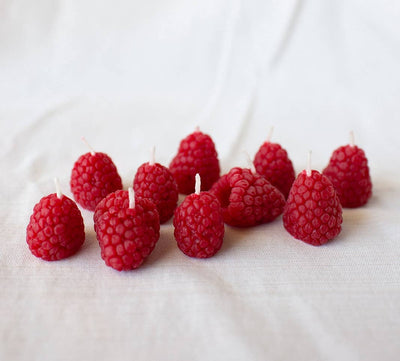 Beeswax Raspberry Birthday Candles 10 Pcs