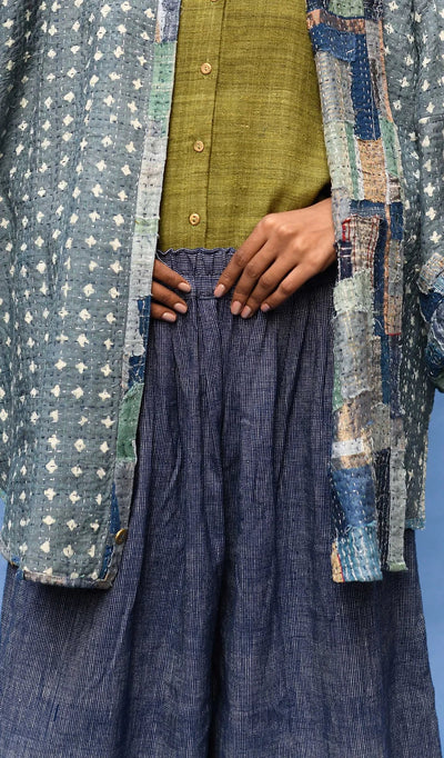 Handloom Palazzo Pants in Indigo