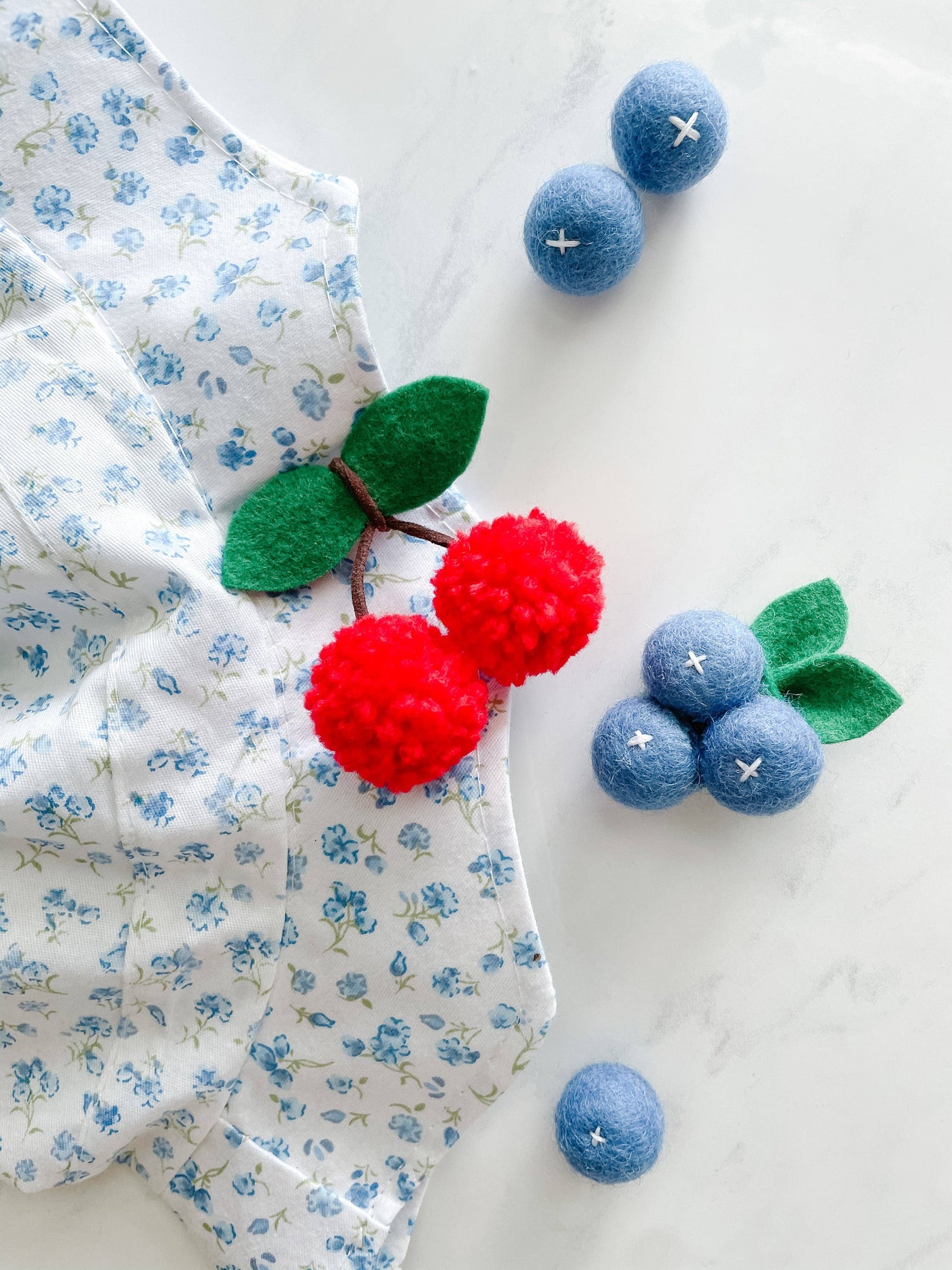 Cherry Pom Pom Hair Clip