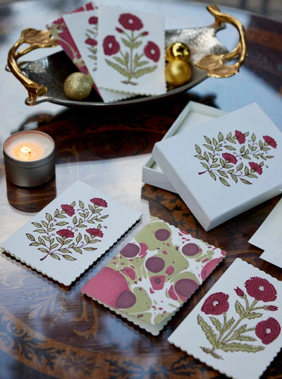 Boxed Artisan Notecard Set - Malika Scarlet