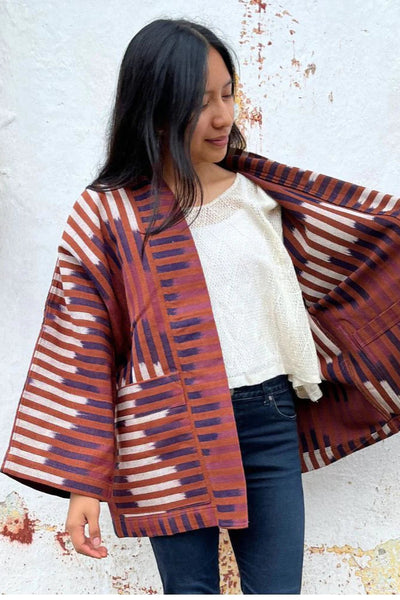 Guatemalan Brown Ikat Kimono