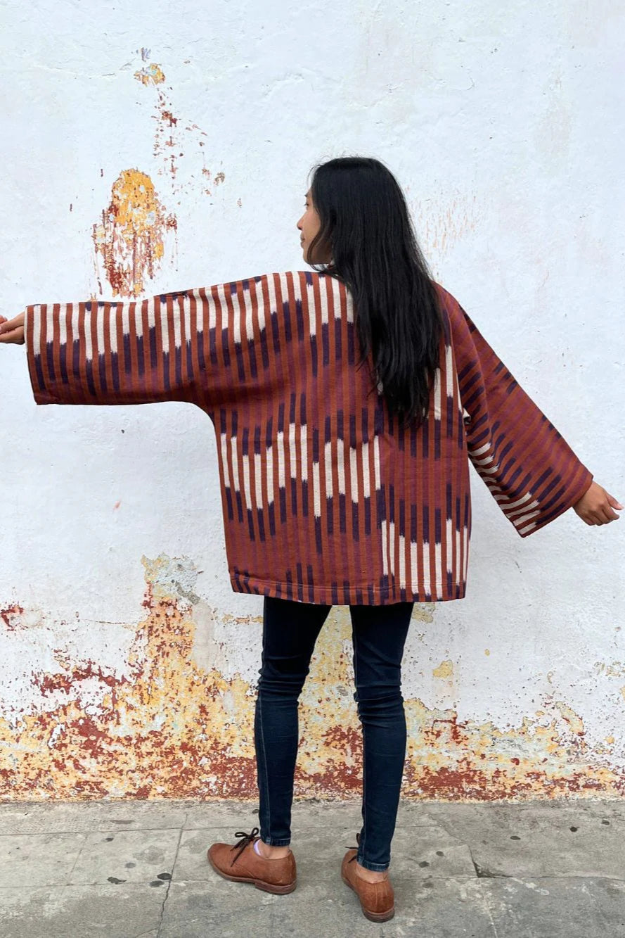 Guatemalan Brown Ikat Kimono