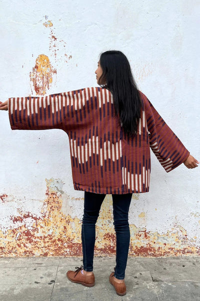 Guatemalan Brown Ikat Kimono