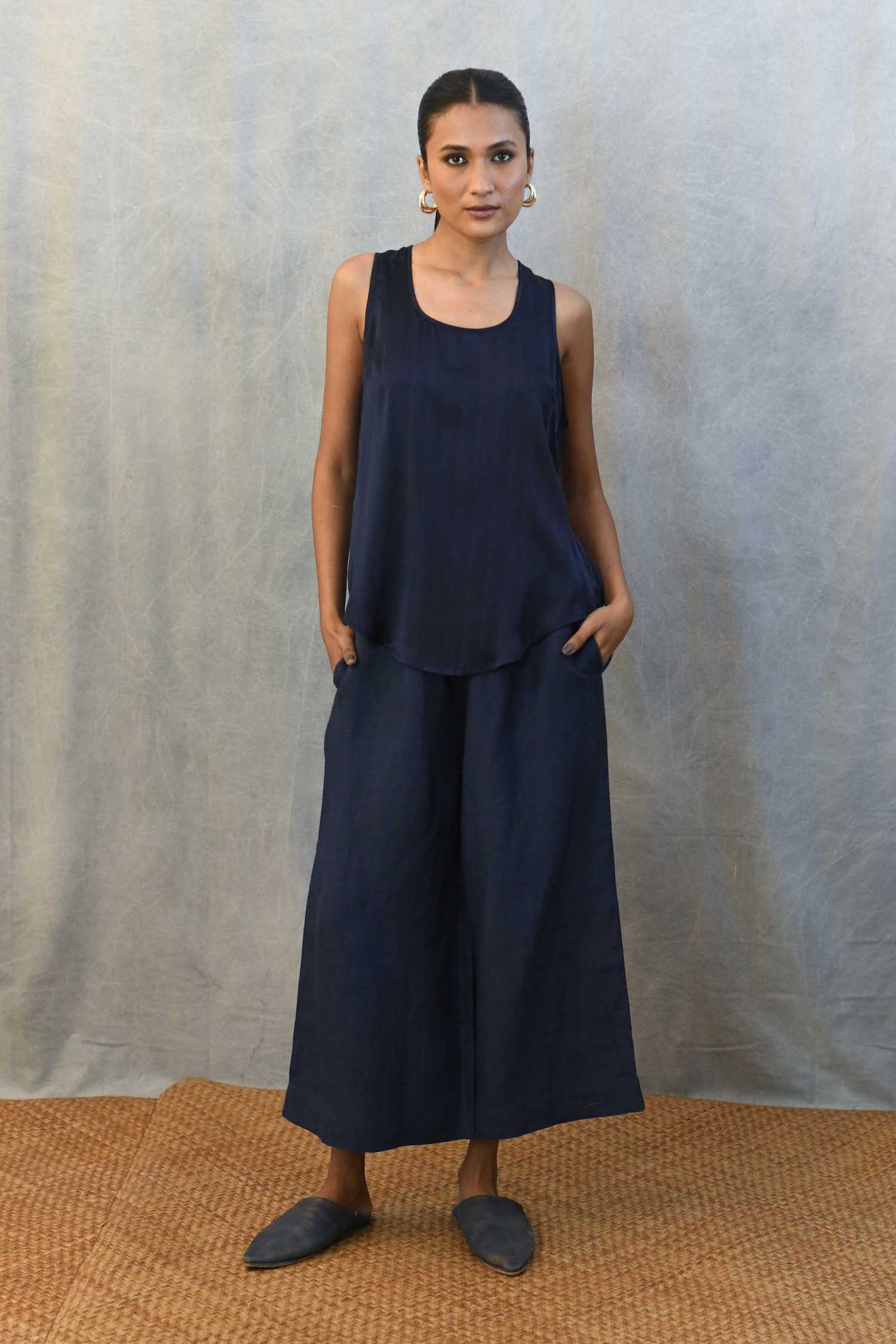 Linen Culottes in Indigo