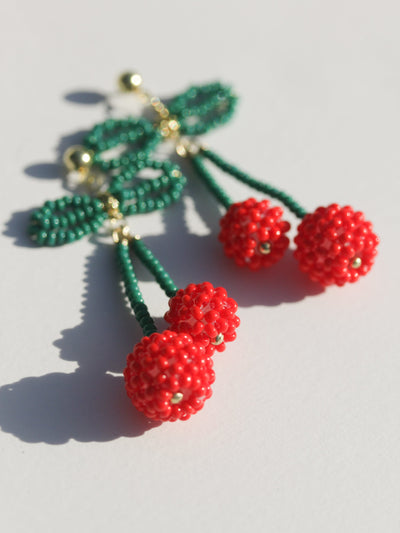 Cherry Beaded Earrings