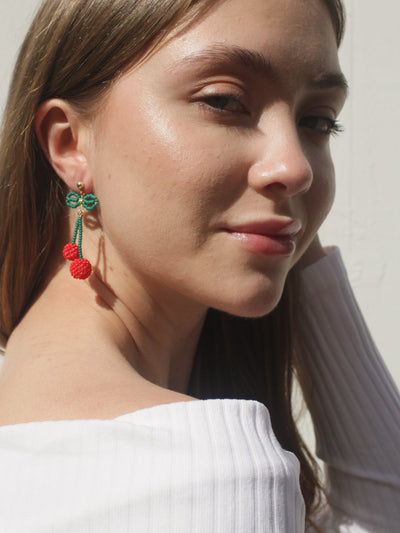 Cherry Beaded Earrings