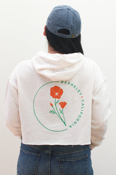 Berkeley California Poppy Cropped Hoodie - Women's