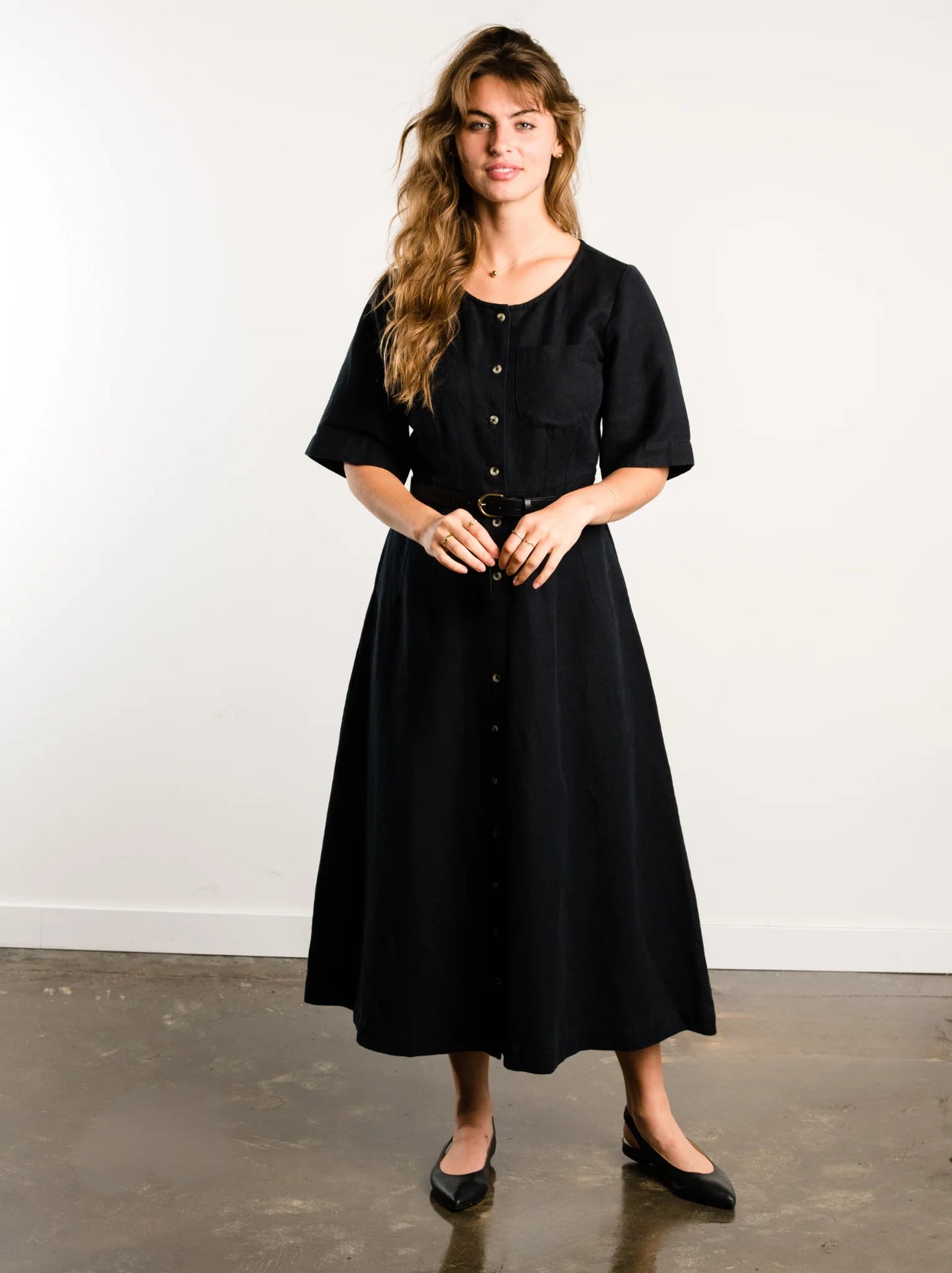 Sierra Utility Midi Dress in Black