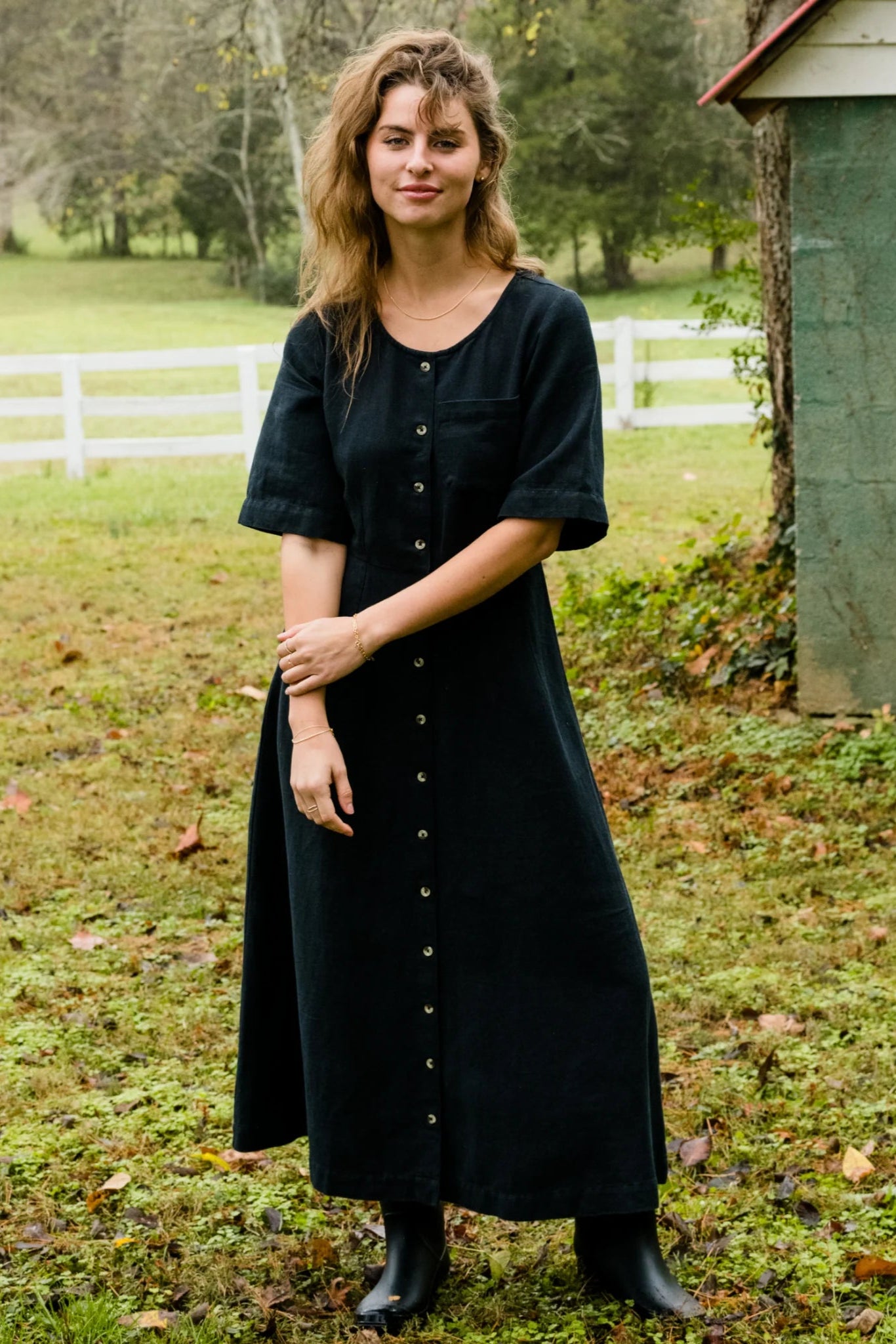 Sierra Utility Midi Dress in Black