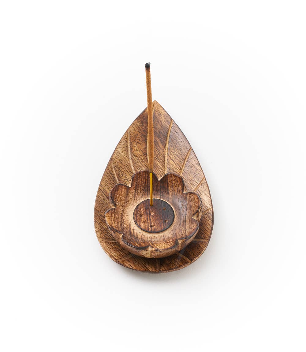 Lotus Incense Holder - Handcrafted Mango Wood