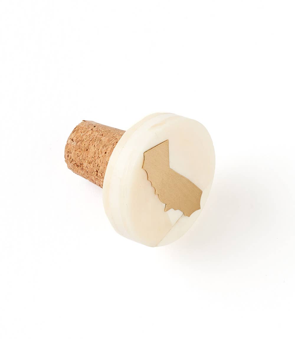 Matr Boomie Fair Trade - California Wine Cork Bottle Stopper - Bone, Brass State