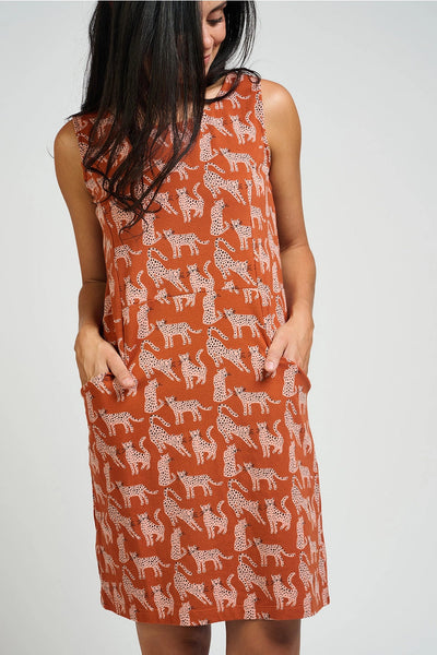 Evanston Dress - Leopard Sienna