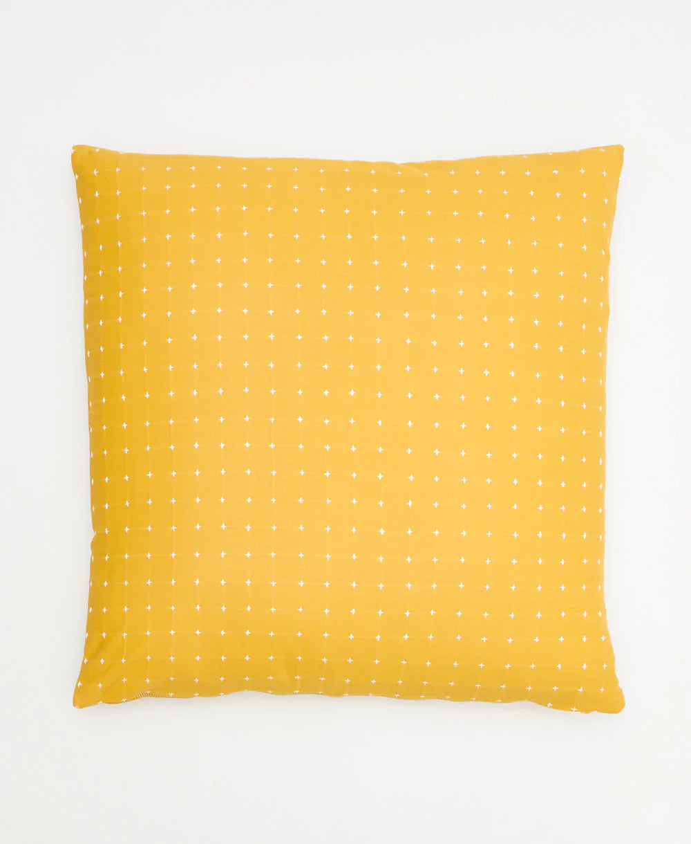 Cross-Stitch Throw Pillow Cover in Mustard