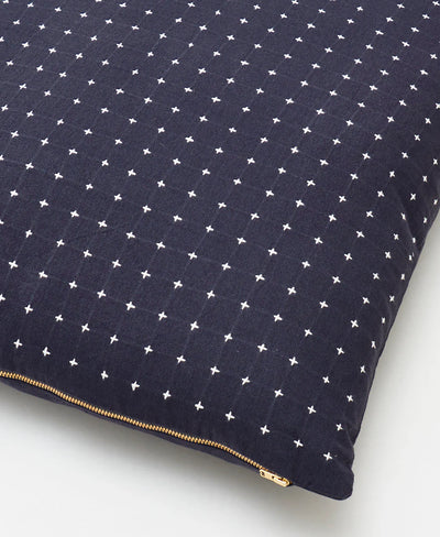 Cross-Stitch Throw Pillow Cover in Navy