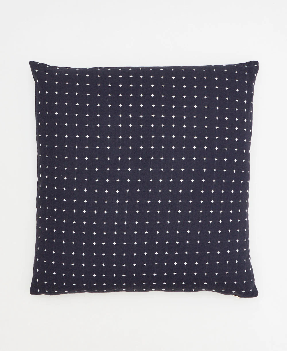 Cross-Stitch Throw Pillow Cover in Navy