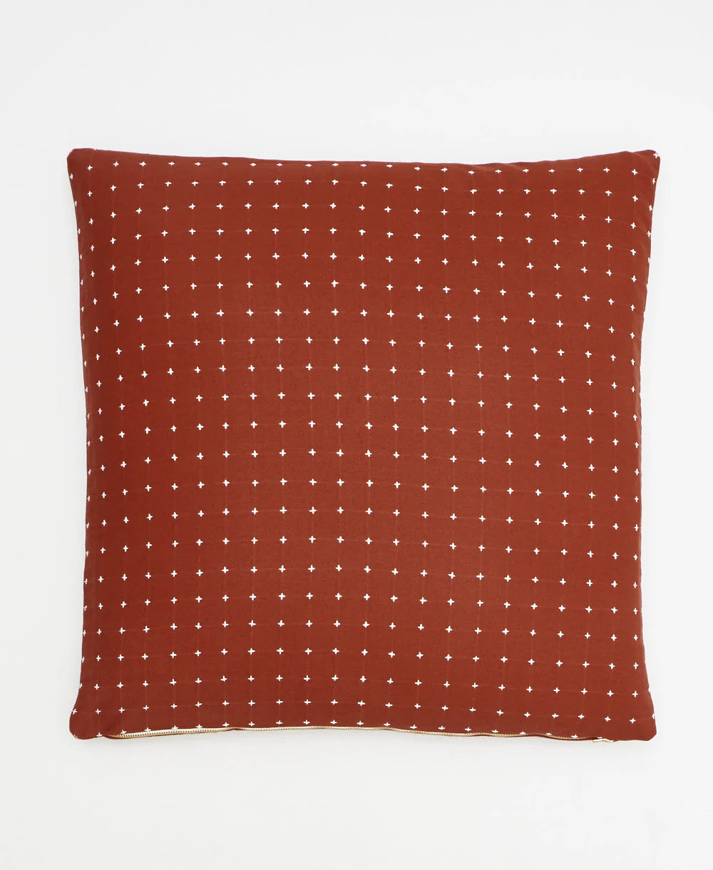 Cross-Stitch Throw Pillow Cover in Rust