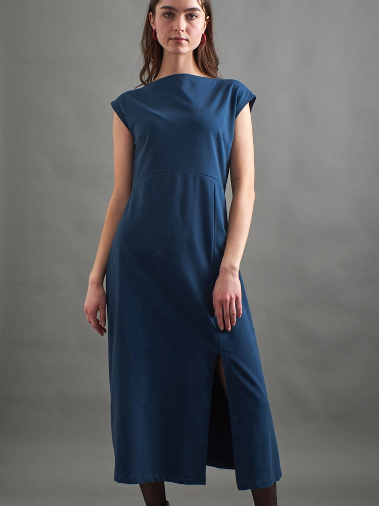 Elise Sheath Dress - Loop Knit Blue