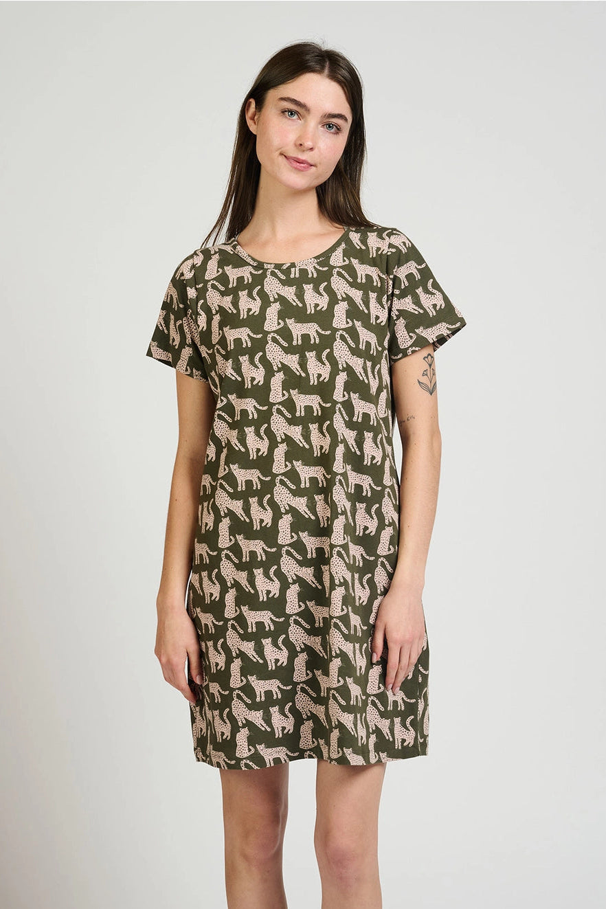 Hudson Shirt Dress - Leopard Green
